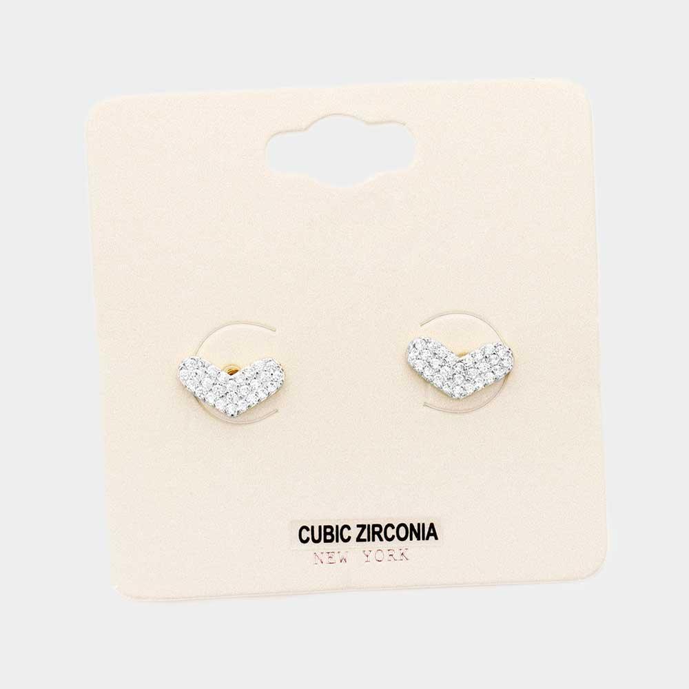 CZ Cubic Zirconia Heart Stud Earrings - Jewelry Store by Erik Rayo