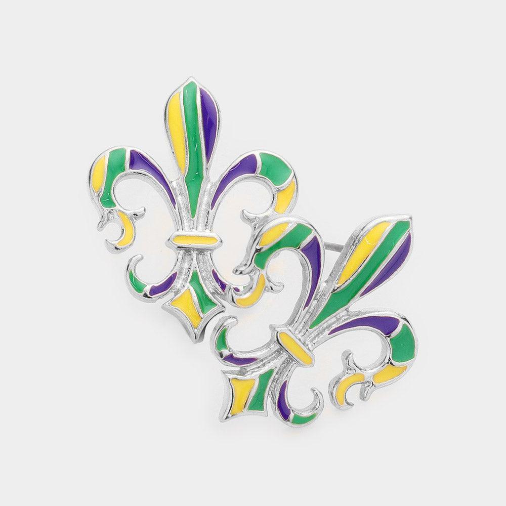 Mardi Gras Fleur de Lis Stud Earrings - Jewelry Store by Erik Rayo