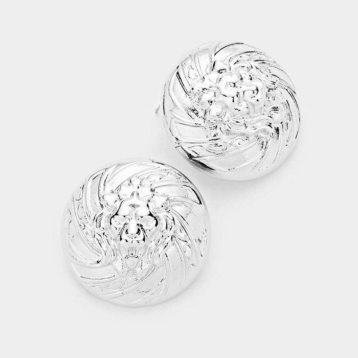 Metal Lion Stud Earrings - Jewelry Store by Erik Rayo