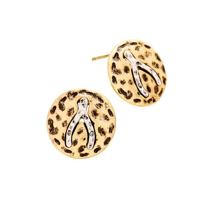 Silver Metal Round Wishbone Stud Earrings - Jewelry Store by Erik Rayo