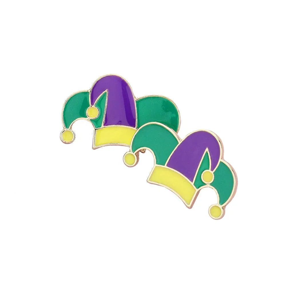 Enamel Mardi Gras Jester Hat Stud Earrings - Jewelry Store by Erik Rayo