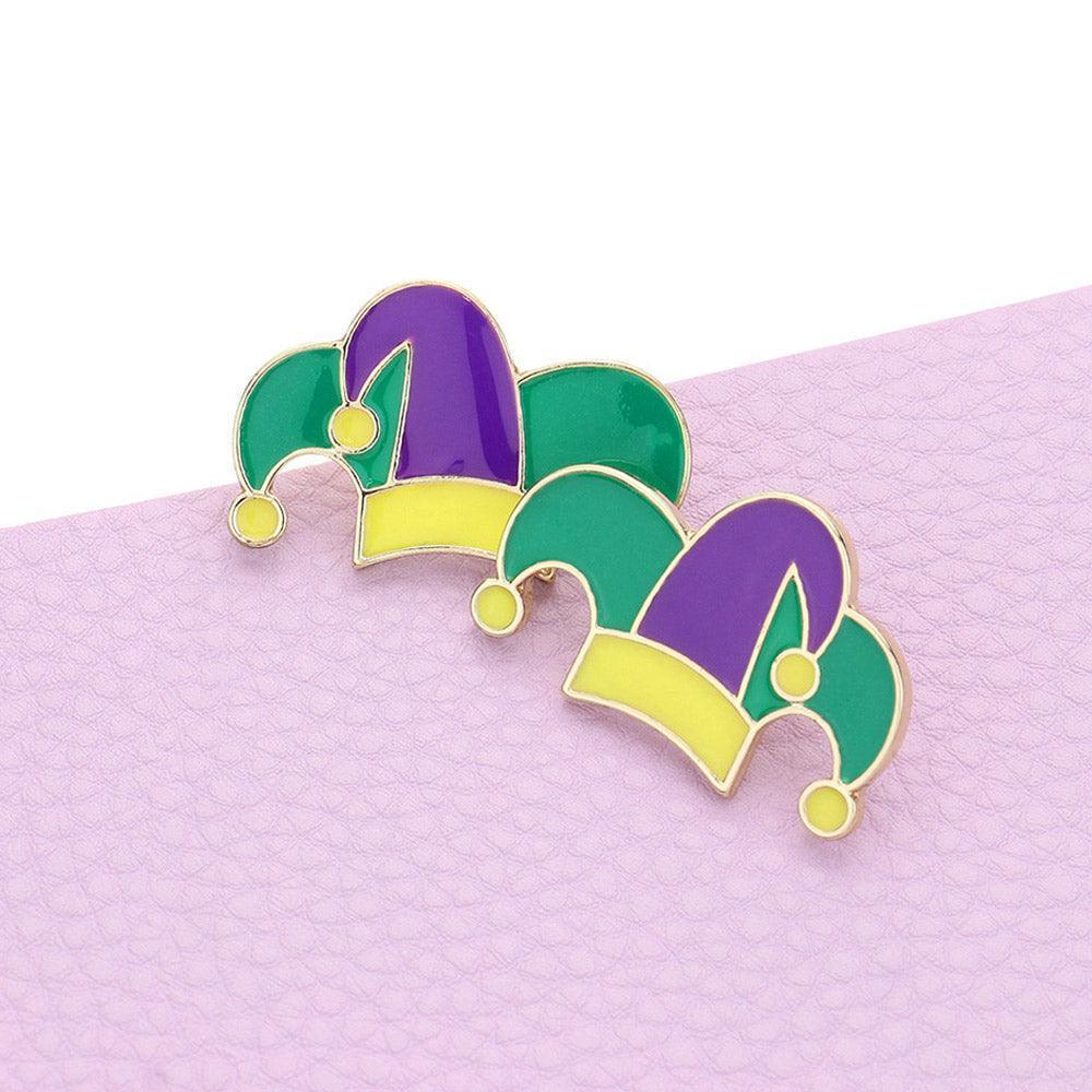 Enamel Mardi Gras Jester Hat Stud Earrings - Jewelry Store by Erik Rayo