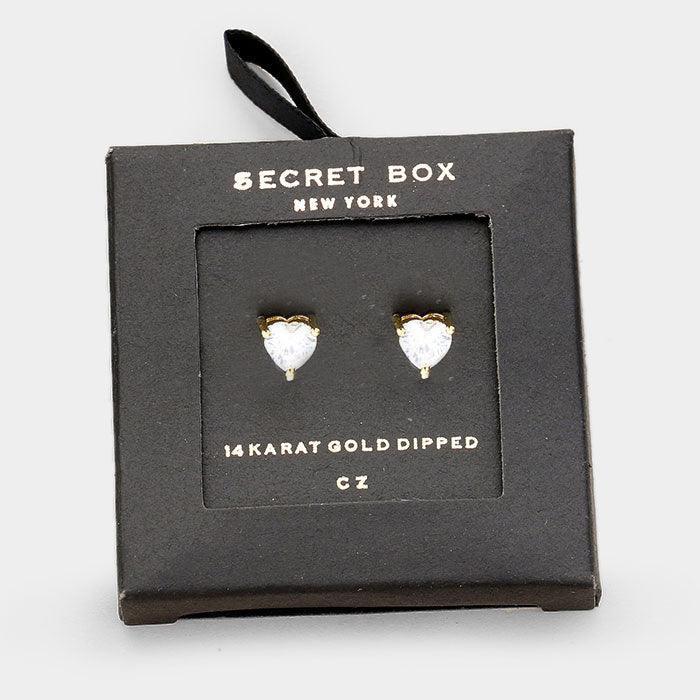 14k Gold Dipped Heart Cubic Zirconia Earrings - Jewelry Store by Erik Rayo