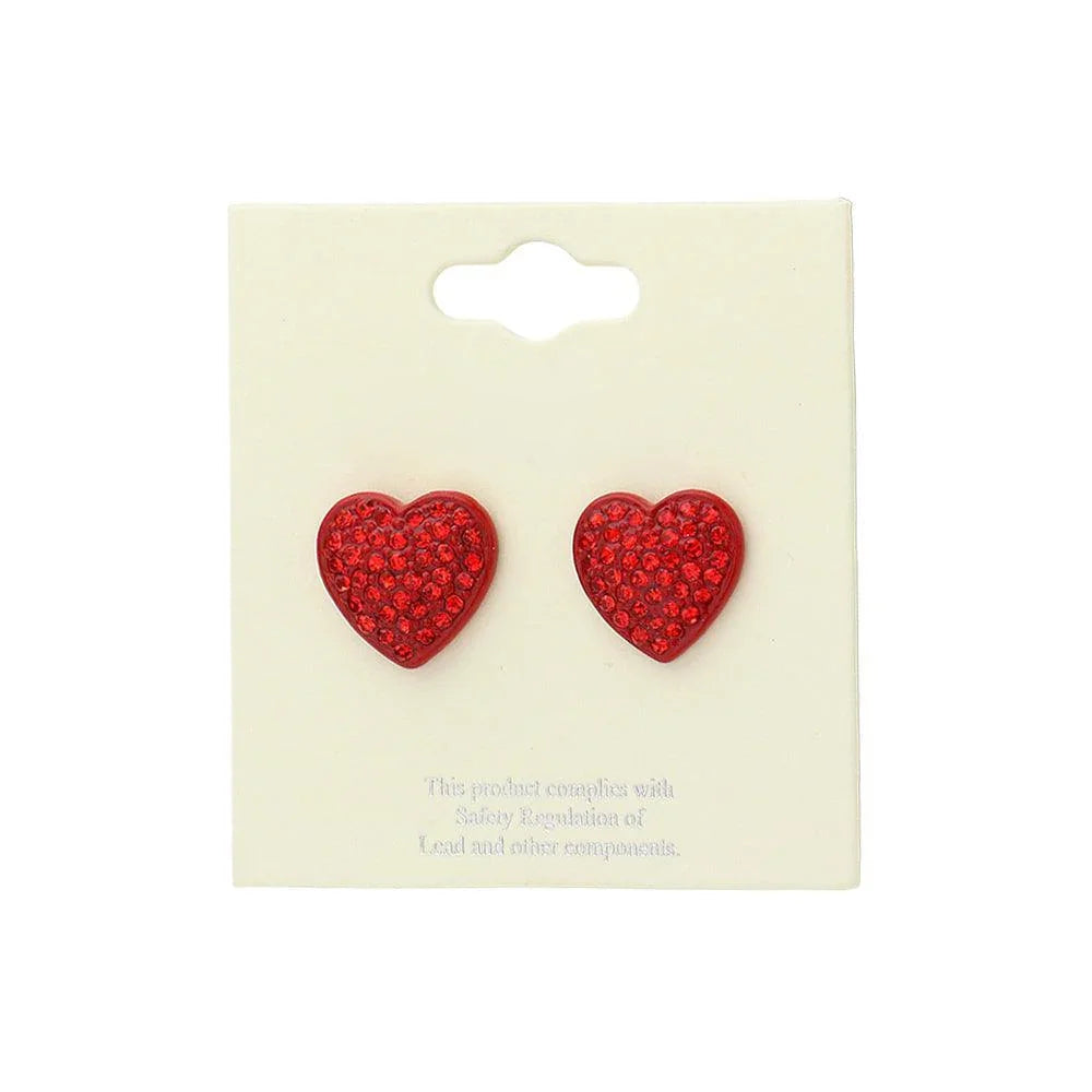 Crystal Paved Heart Stud Earrings - Jewelry Store by Erik Rayo