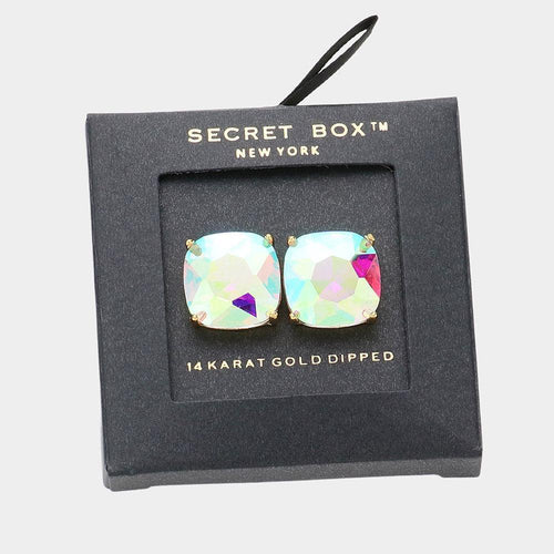 14K Gold Dipped Rhinestone Stud Earrings - Jewelry Store by Erik Rayo