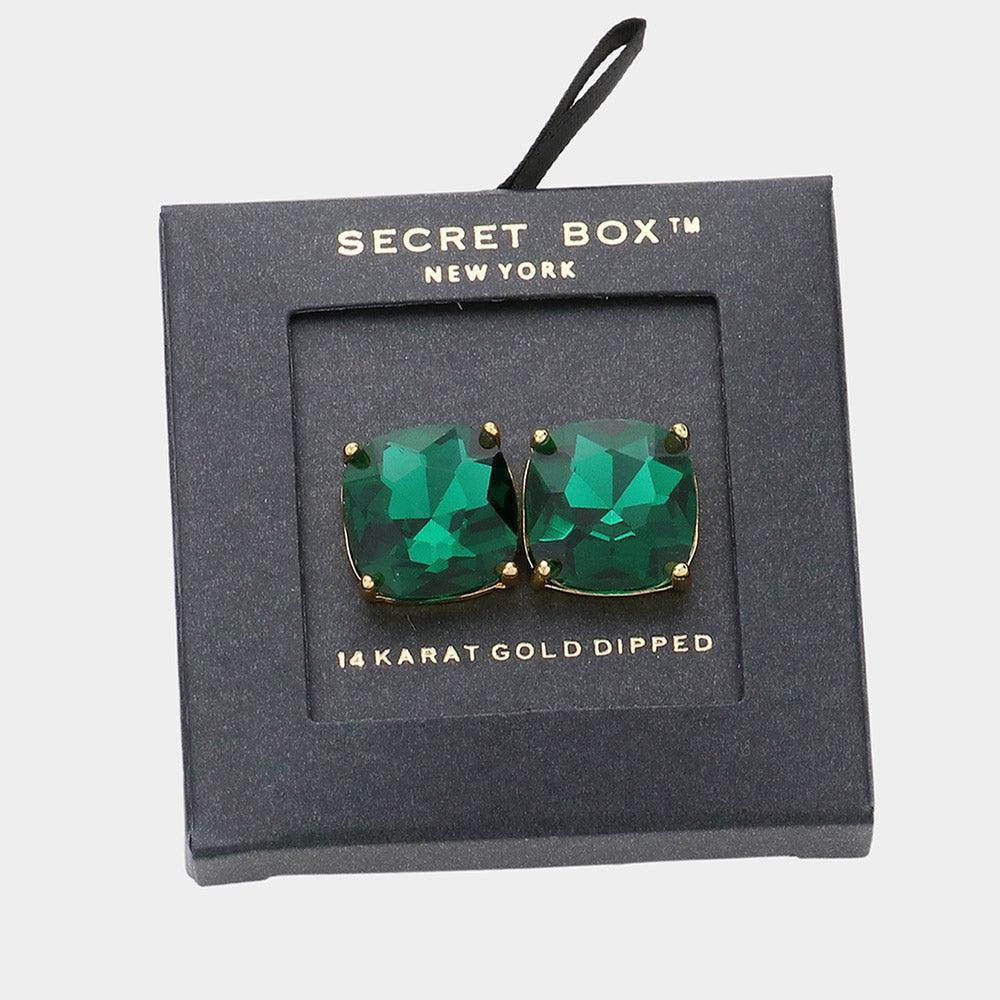 14K Gold Dipped Rhinestone Stud Earrings - Jewelry Store by Erik Rayo