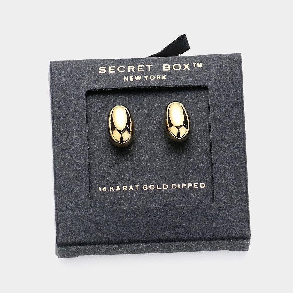 14K Gold Dipped Metal Bean Stud Earrings - Jewelry Store by Erik Rayo