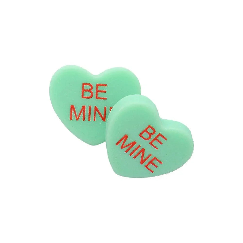 BE MINE Message Heart Stud Earrings - Jewelry Store by Erik Rayo