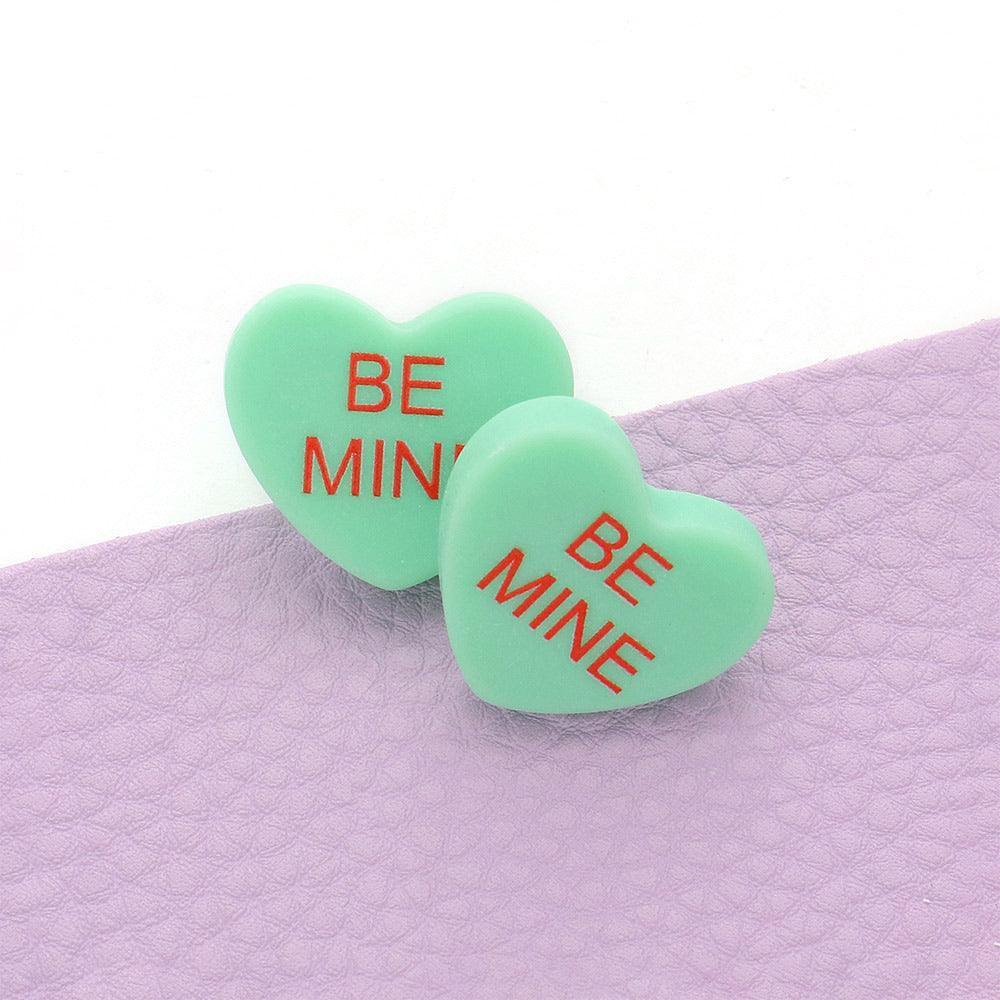 BE MINE Message Heart Stud Earrings - Jewelry Store by Erik Rayo