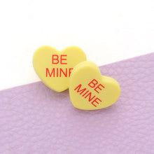 Load image into Gallery viewer, Yellow BE MINE Message Heart Stud Earrings
