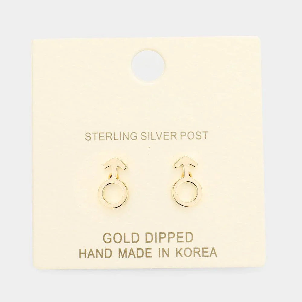 Silver Gold Dipped Male Astrological Sign Stud Earrings - Jewelry Store by Erik Rayo