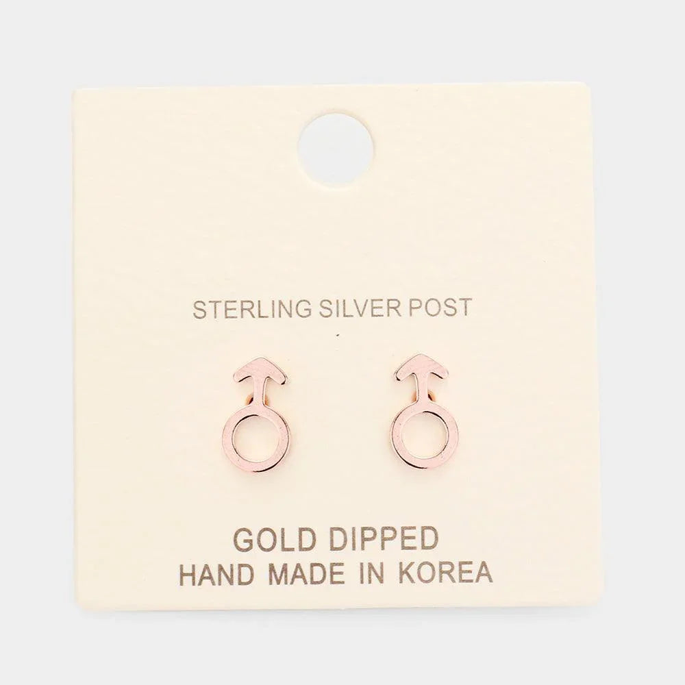 Silver Gold Dipped Male Astrological Sign Stud Earrings - Jewelry Store by Erik Rayo