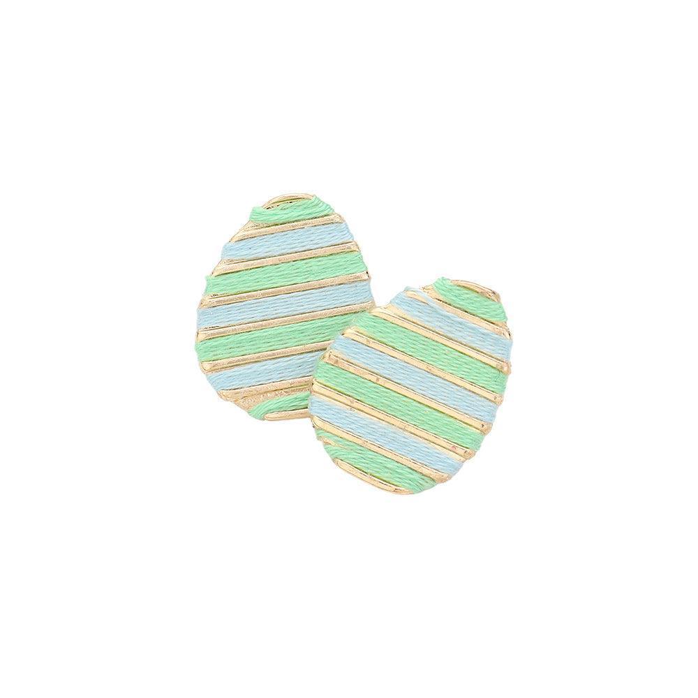 Thread Wrapped Easter Egg Stud Earrings - Jewelry Store by Erik Rayo