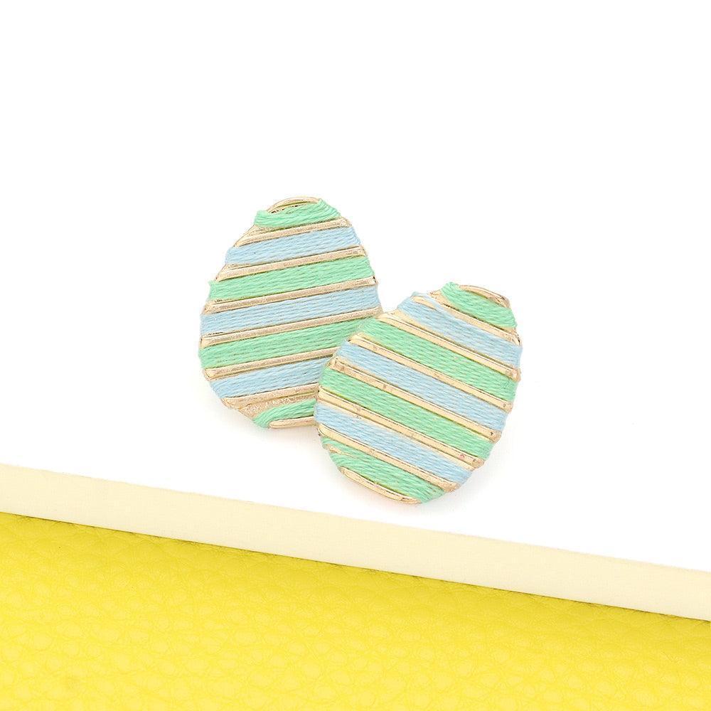 Thread Wrapped Easter Egg Stud Earrings - Jewelry Store by Erik Rayo