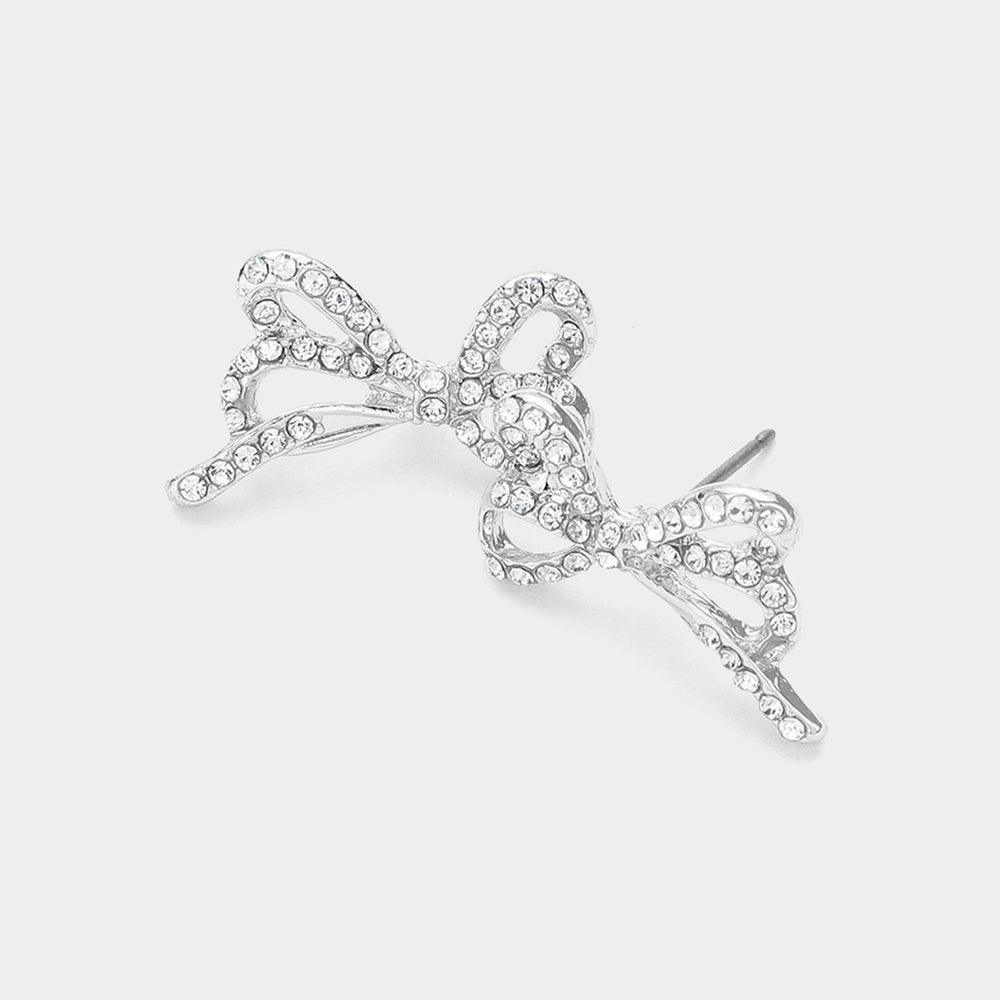 Stone Paved Bow Stud Earrings - Jewelry Store by Erik Rayo