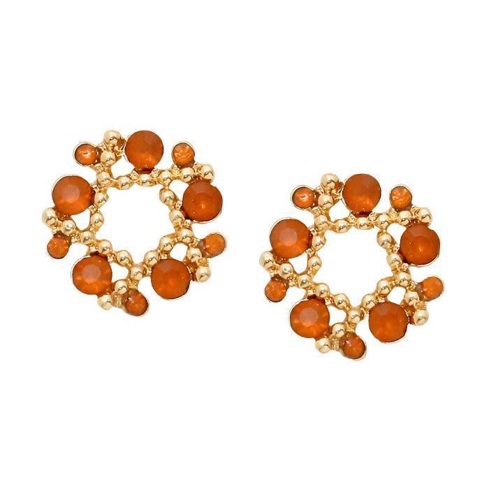 Gold Crystal wreath stud earrings - Jewelry Store by Erik Rayo