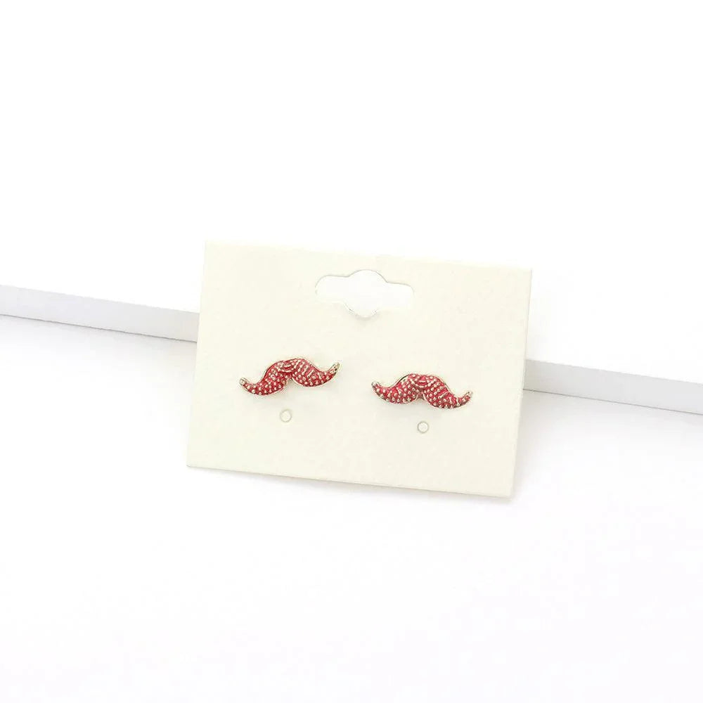 Red Mustache Stud Earrings - Jewelry Store by Erik Rayo