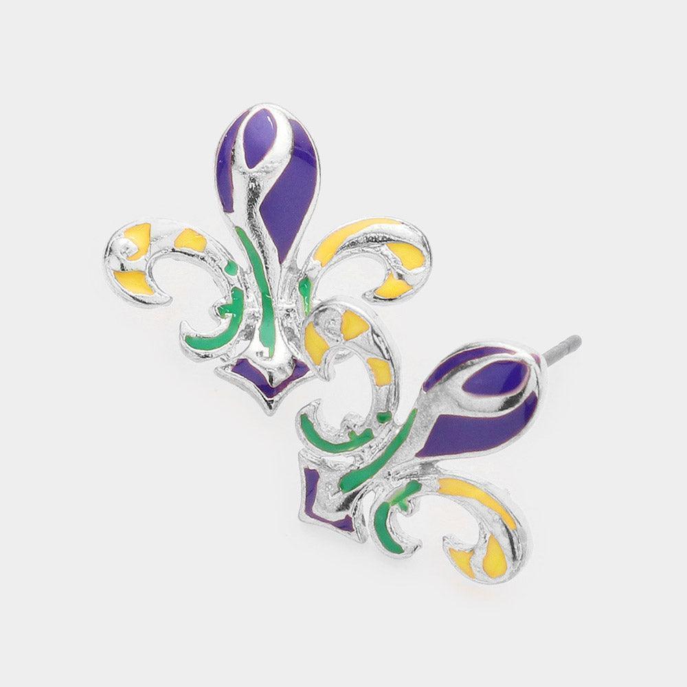 Mardi Gras Fleur de Lis Stud Earrings - Jewelry Store by Erik Rayo