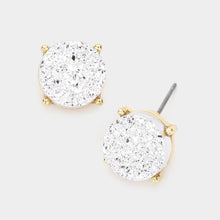 Load image into Gallery viewer, Silver Round Druzy Stud Earrings
