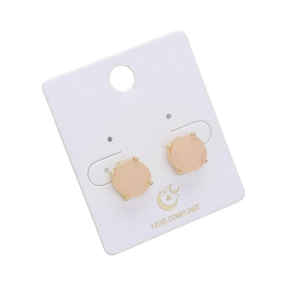 Round Druzy Stud Earrings