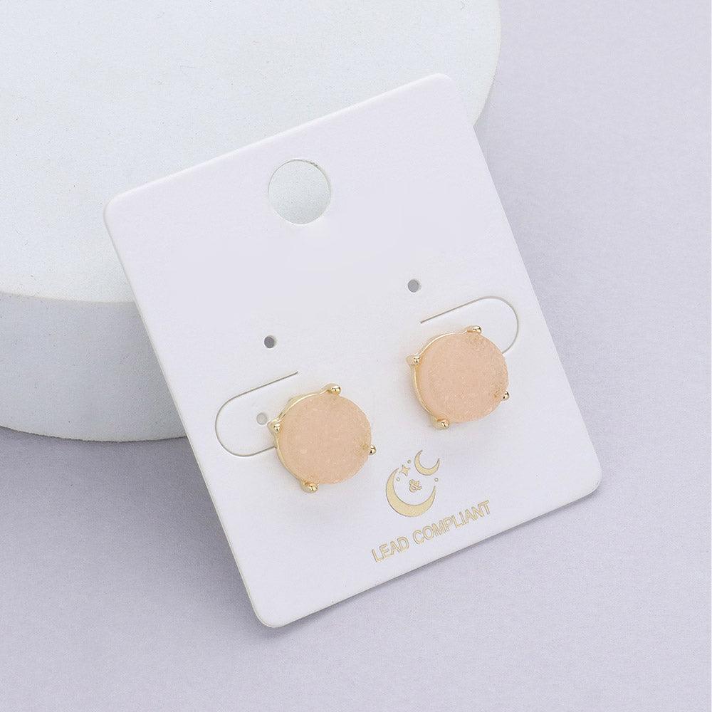 Round Druzy Stud Earrings
