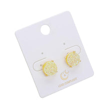 Load image into Gallery viewer, Yellow Round Druzy Stud Earrings
