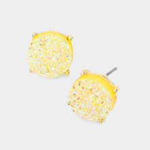 Load image into Gallery viewer, Yellow Round Druzy Stud Earrings
