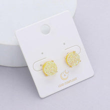 Load image into Gallery viewer, Yellow Round Druzy Stud Earrings
