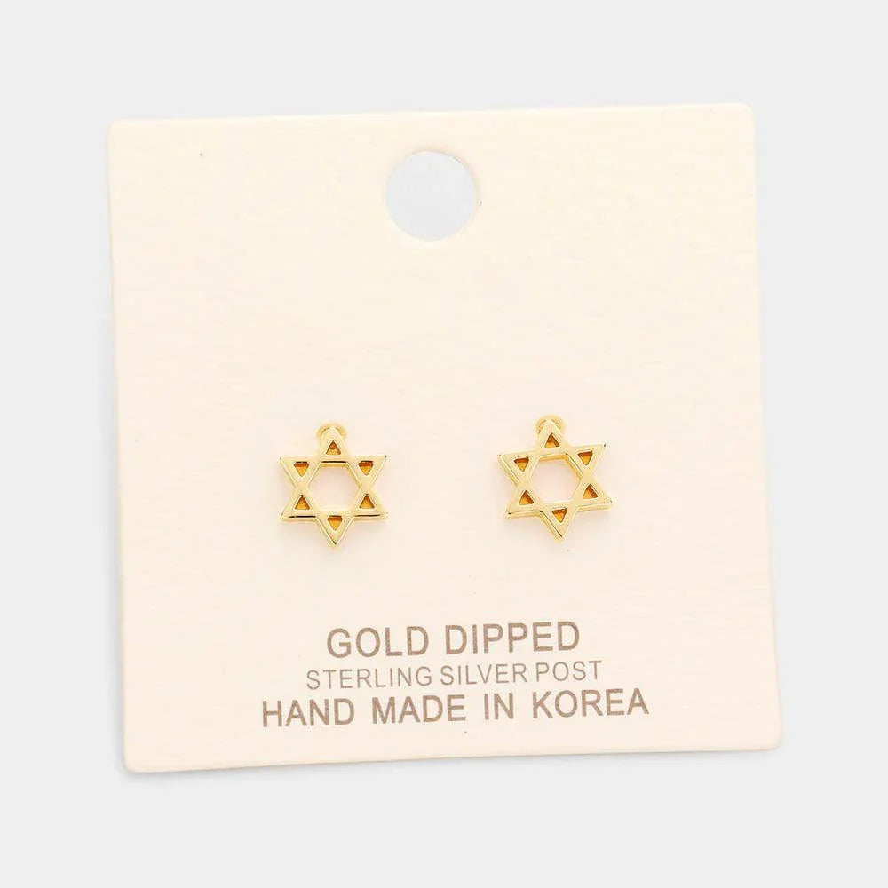 Silver Gold Dipped Double Triangle Star Stud Earrings - Jewelry Store by Erik Rayo