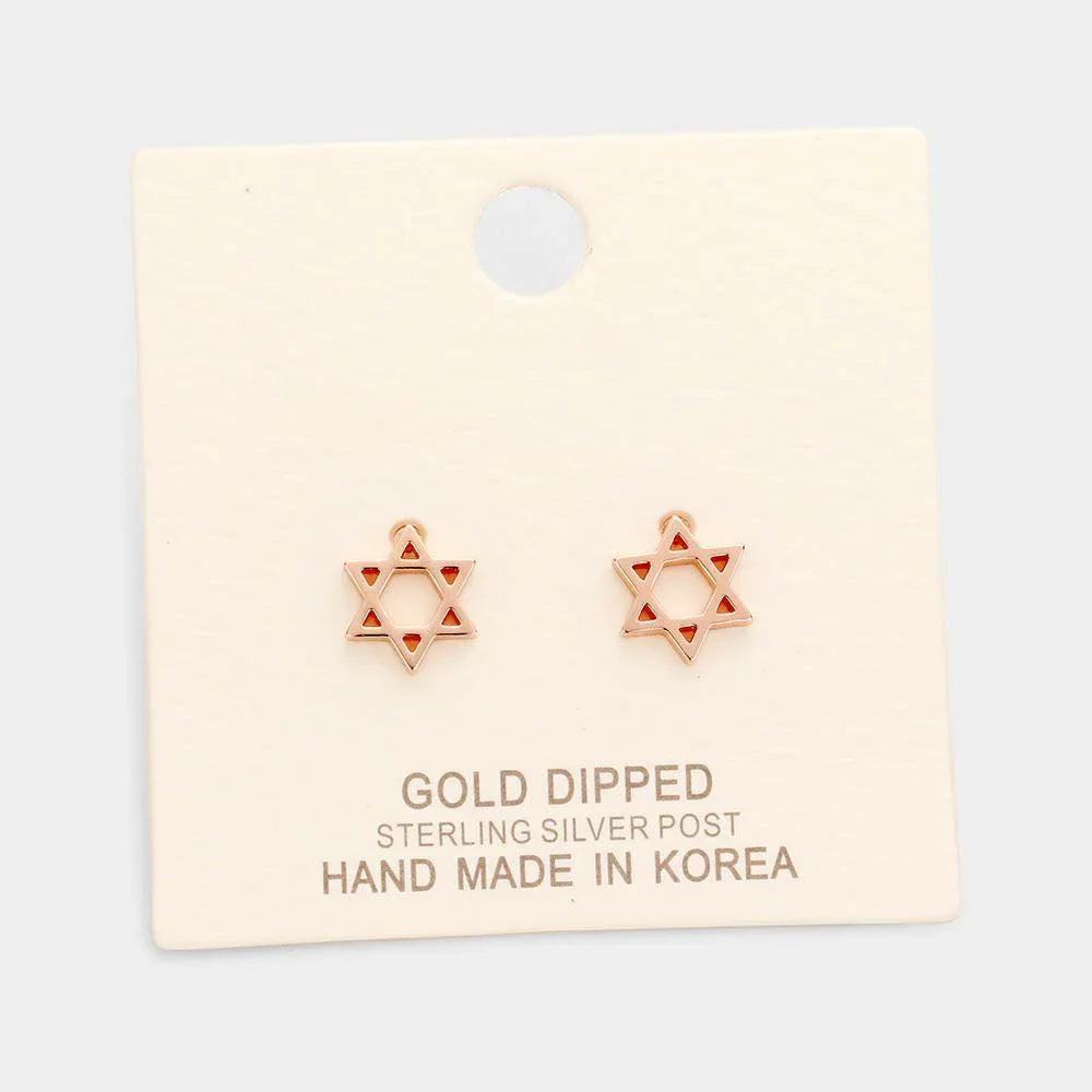 Silver Gold Dipped Double Triangle Star Stud Earrings - Jewelry Store by Erik Rayo