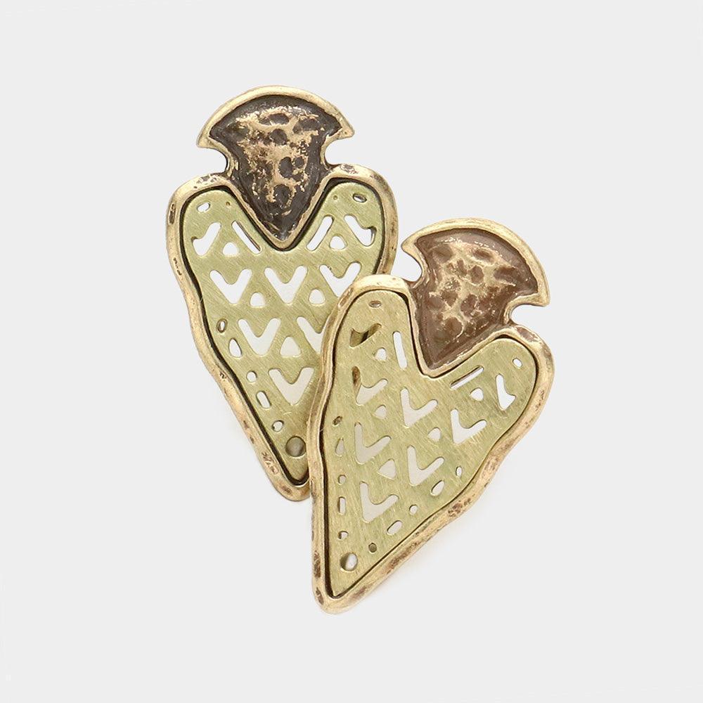 Rose Gold Hammered Cut Out Metal Stud Earrings - Jewelry Store by Erik Rayo