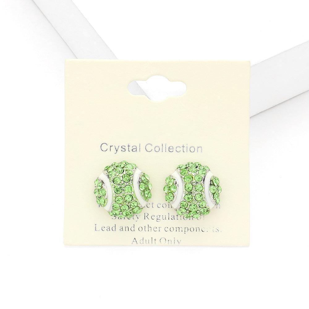 Crystal Rhinestone Paved Tennis ball Stud Earrings - Jewelry Store by Erik Rayo