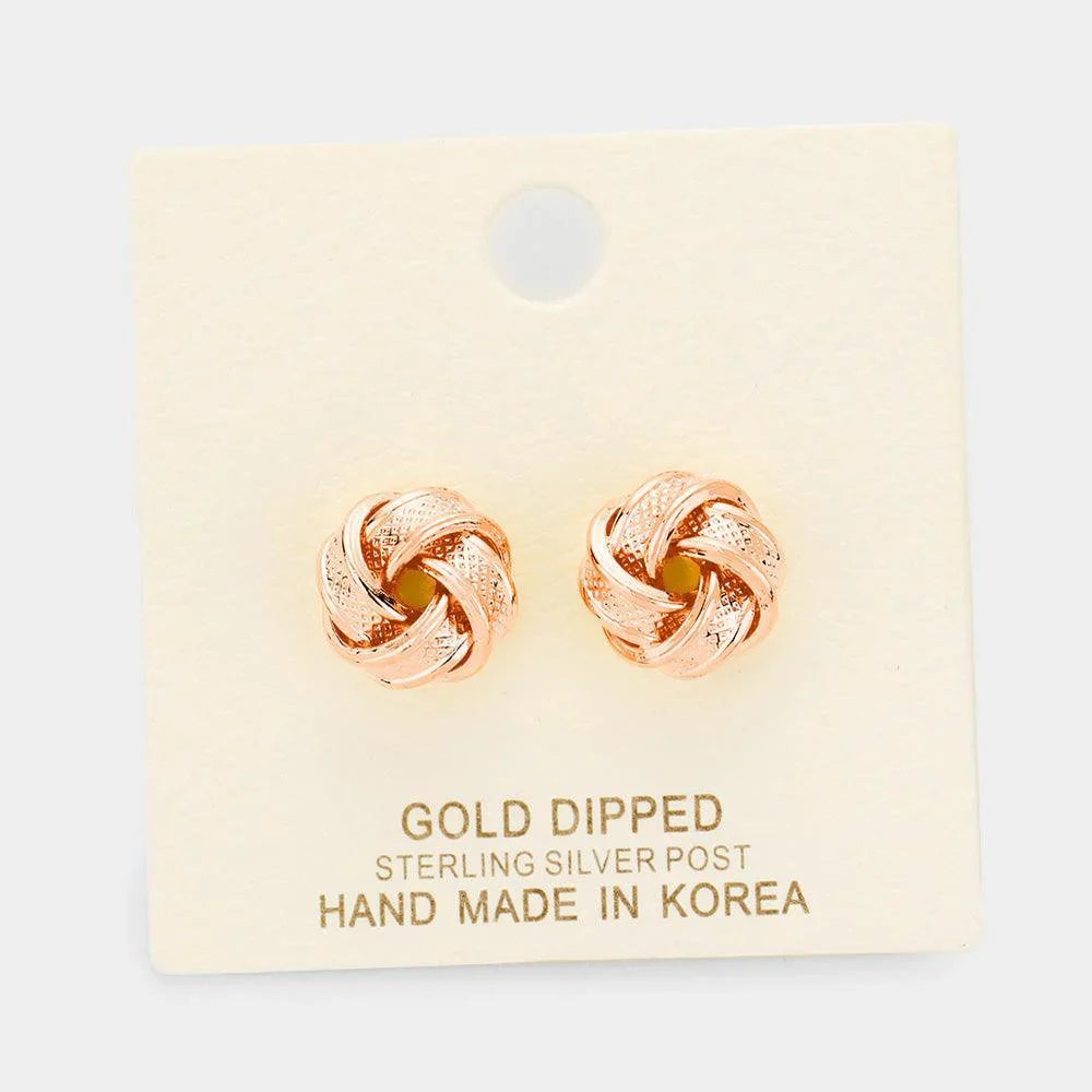 Silver Gold Dipped Knot Stud Earrings - Jewelry Store by Erik Rayo