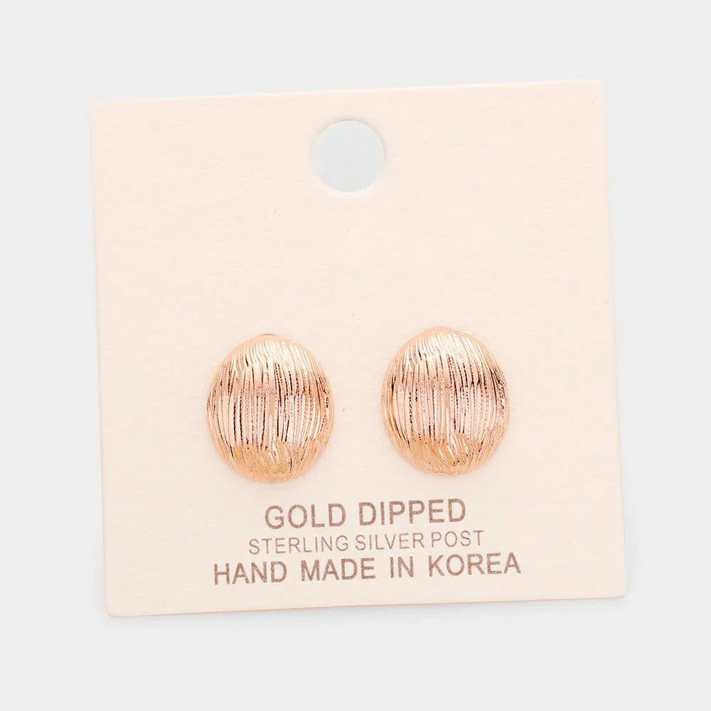 Silver Gold Dipped Oval Stud Earrings - Jewelry Store by Erik Rayo