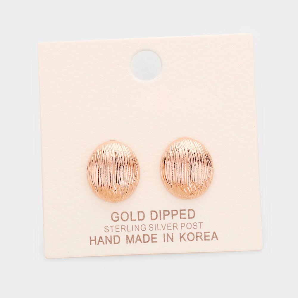 Silver Gold Dipped Oval Stud Earrings