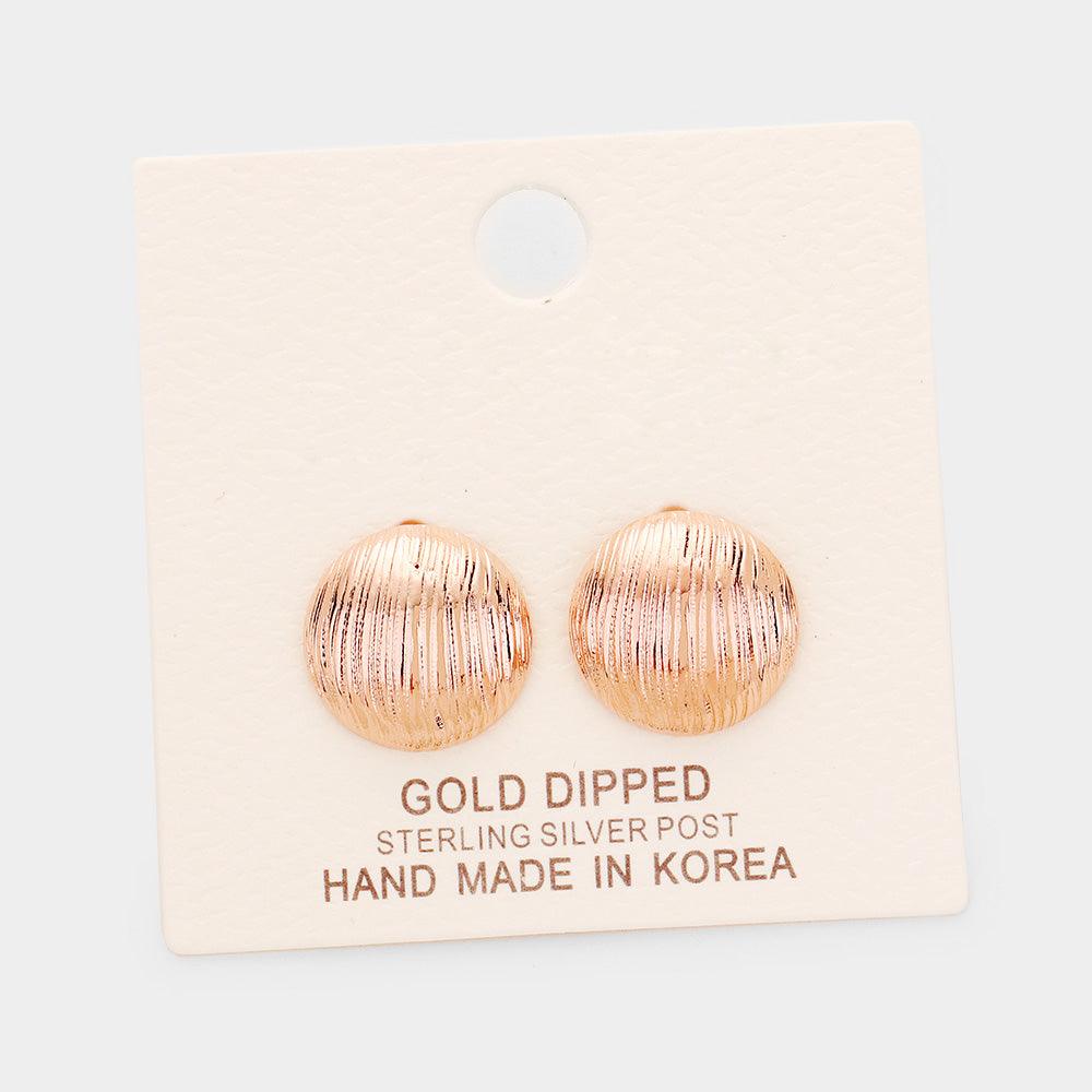 Silver Gold Dipped Oval Stud Earrings