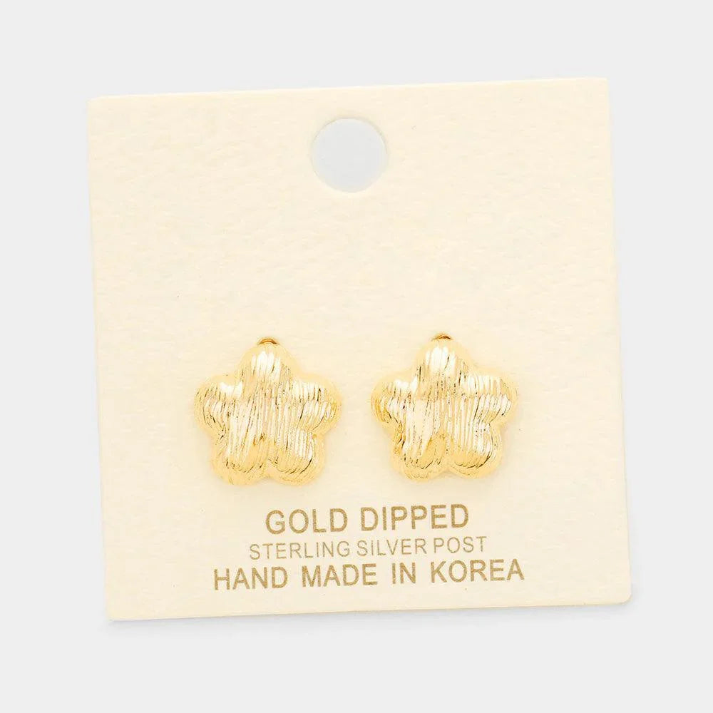 Silver Gold Dipped Floral Stud Earrings - Jewelry Store by Erik Rayo