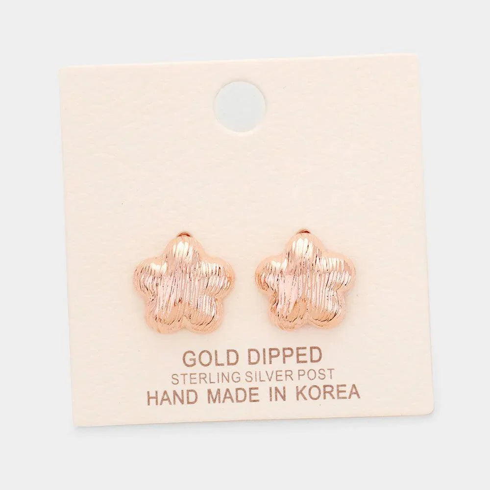 Silver Gold Dipped Floral Stud Earrings - Jewelry Store by Erik Rayo