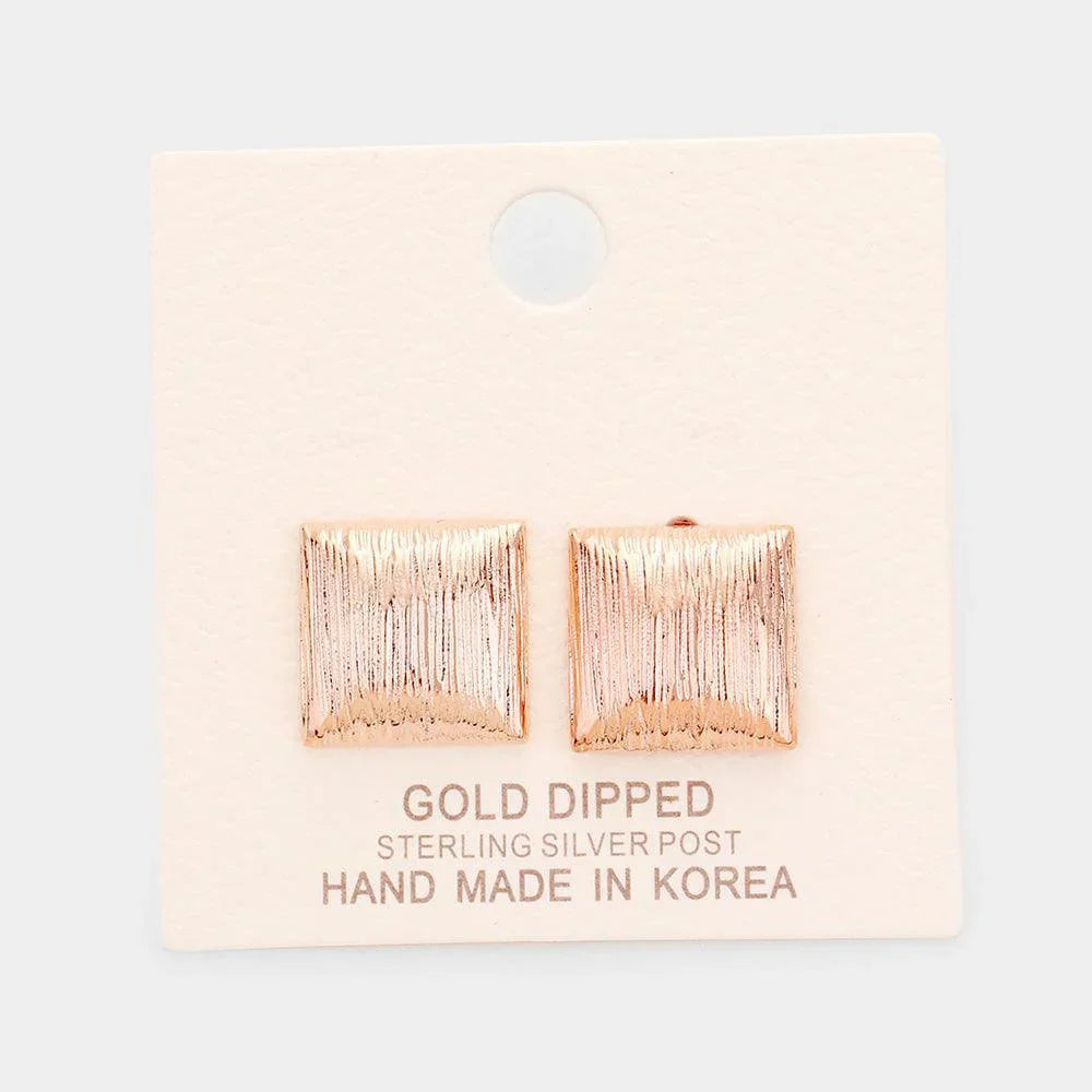 Silver Gold Dipped Square Stud Earrings - Jewelry Store by Erik Rayo