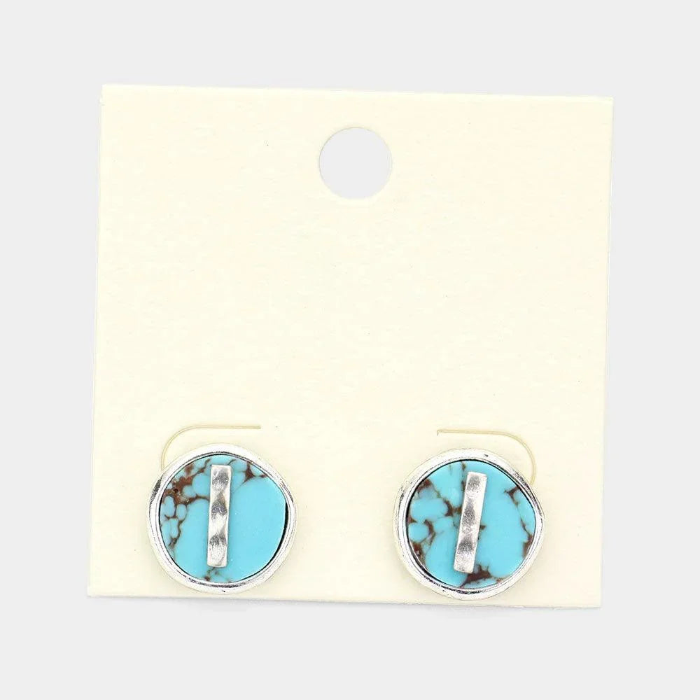 Letter I Monogram Turquoise Stud Earrings - Jewelry Store by Erik Rayo
