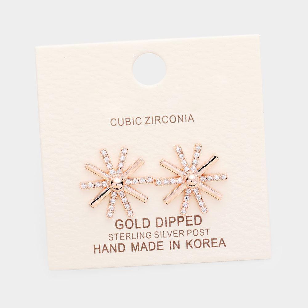 Silver Gold Dipped Cubic Zirconia Stud Earrings - Jewelry Store by Erik Rayo