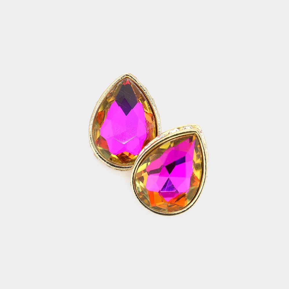 Purple Teardrop Stud Evening Earrings - Jewelry Store by Erik Rayo