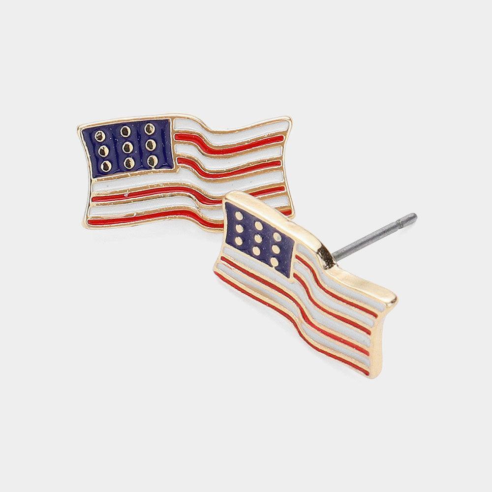 Enamel American USA Flag Stud Earrings - Jewelry Store by Erik Rayo