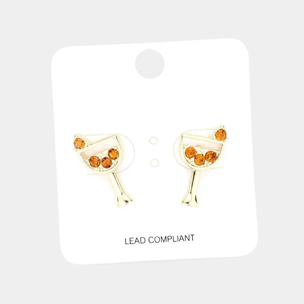 Yellow Stone Embellished Cocktail Stud Earrings - Jewelry Store by Erik Rayo