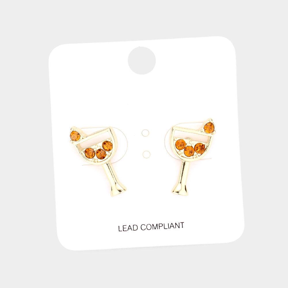 Yellow Stone Embellished Cocktail Stud Earrings