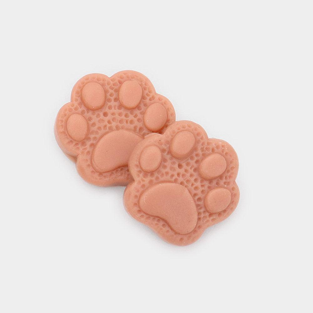 Brown Paw Polymer Clay Stud Earrings