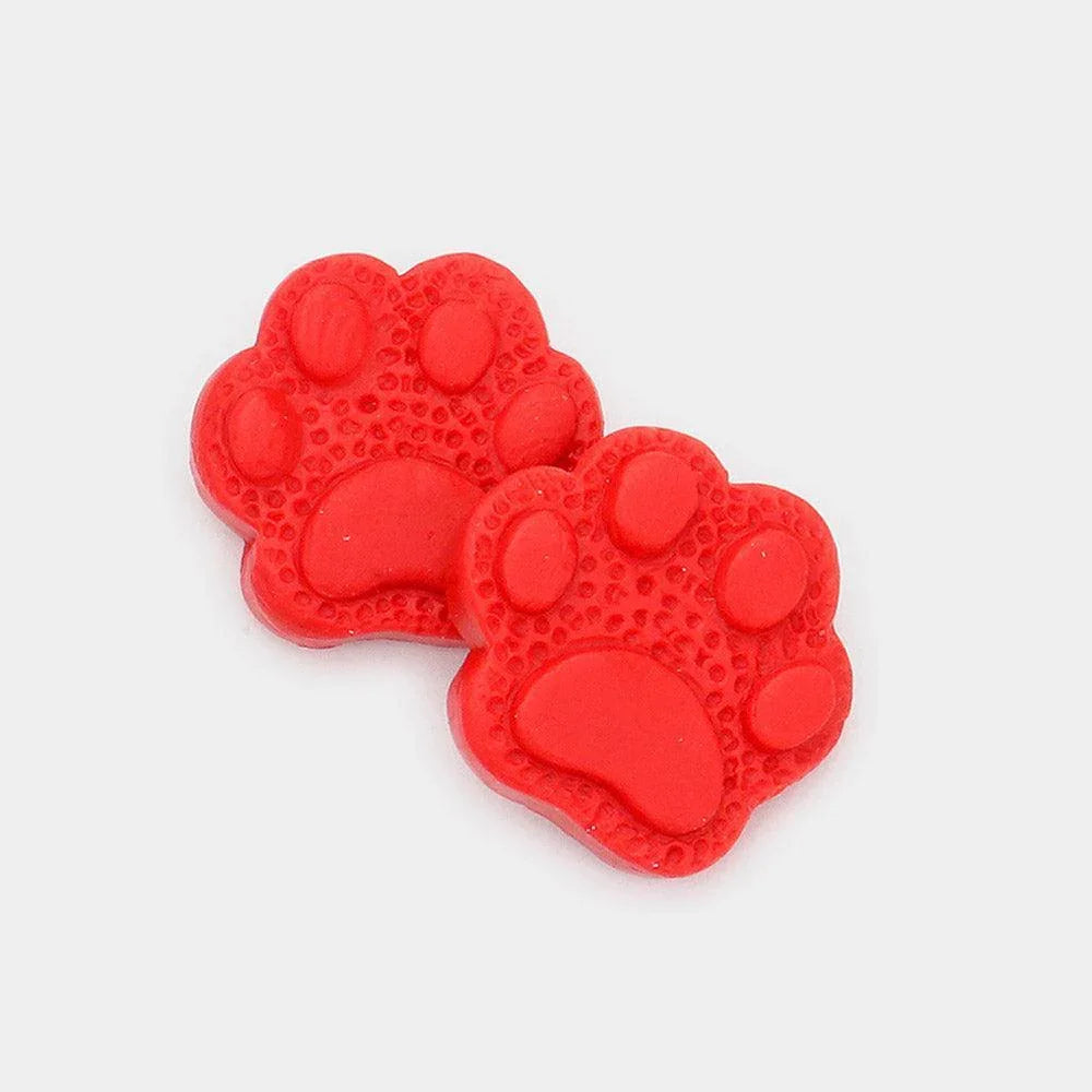 Red Paw Polymer Clay Stud Earrings - Jewelry Store by Erik Rayo