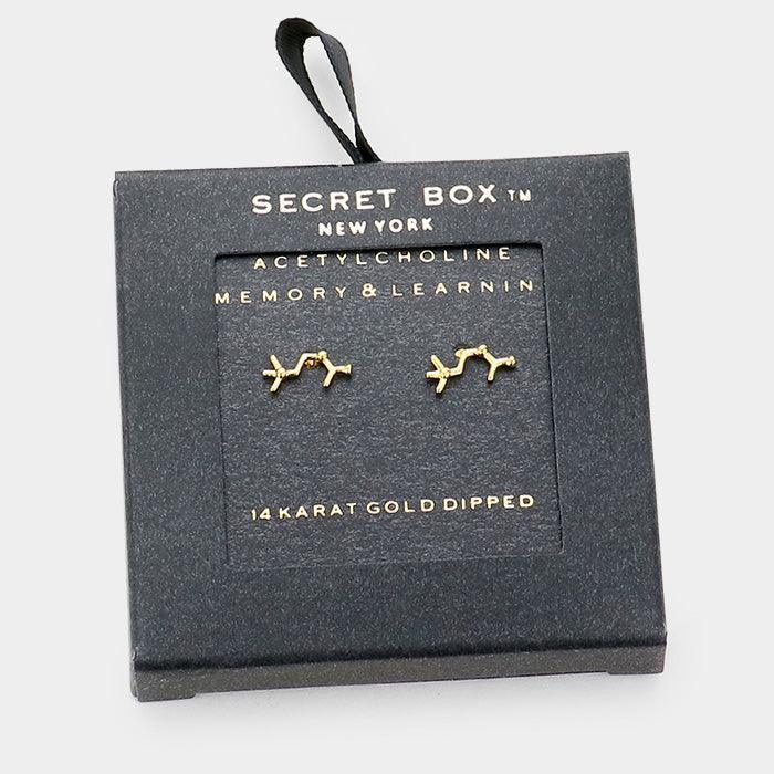 14K Gold Dipped Acetylcholine Hormone Molecule Earrings - Jewelry Store by Erik Rayo