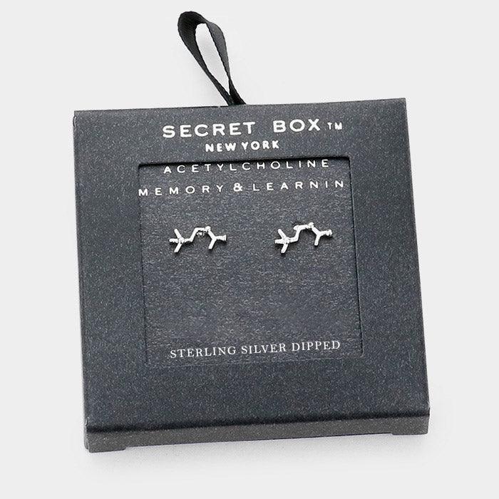 Silver Sterling Silver Dipped Acetylcholine Hormone Molecule Earrings - Jewelry Store by Erik Rayo
