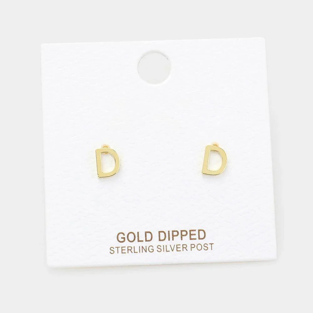 Letter D Gold Dipped Metal Monogram Stud Earrings - Jewelry Store by Erik Rayo